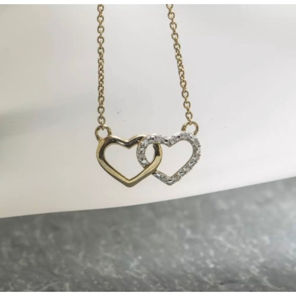 Gld plated s.s and diam heart necklace